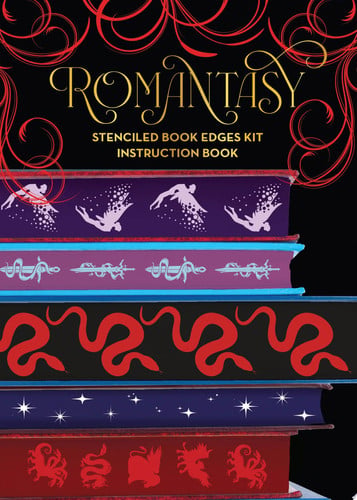 Romantasy Stenciled Book Edges Kit Create Epic Editions of Your Most Magical Books - Includes: Project Book, Paint Pots, Stencils, Sponge Tools, Book Clamps by Editors of Chartwell Books