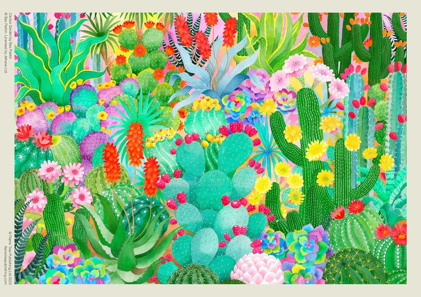 (TXS) Adult Jigsaw Puzzle: Bex Parkin: Cactus Garden: 1000-piece Jigsaw Puzzles by Flame Tree Studio