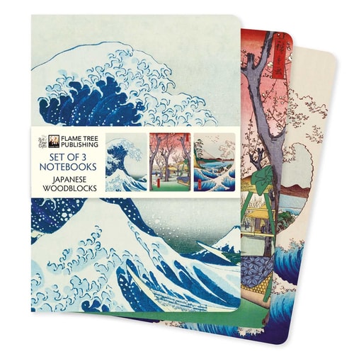(TXS) Japanese Woodblocks Set Of 3 Blank Notebooks (FTNB by Flame Tree Studio