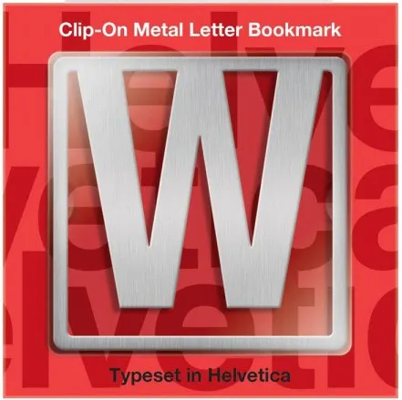 Helvetica Lesezeichen mit Metallbuchstaben zum Anklipsen – W von –