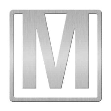 Helvetica Lesezeichen mit Metallbuchstaben zum Anklipsen – M von –