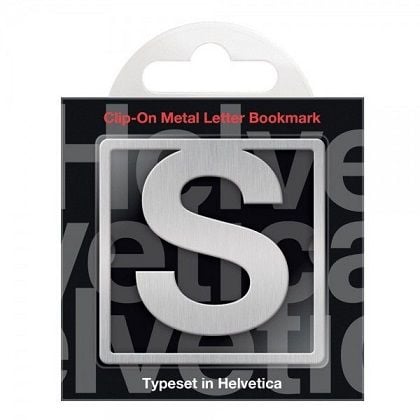 Helvetica Lesezeichen mit Metallbuchstaben zum Anklipsen – S von –