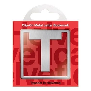 Helvetica Lesezeichen mit Metallbuchstaben zum Anklipsen – T von –