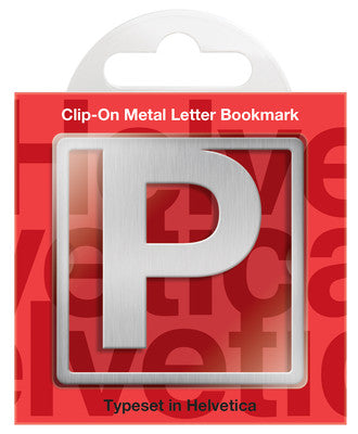 Helvetica Clip-On Metal Letter Bookmark - P by -