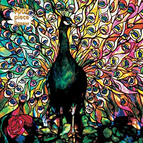 (TXS) Adult Jigsaw Puzzle Louis Comfort Tiffany: Displaying Peacock 1000-Piece Jigsaw Puzzles by Flame Tree Studio