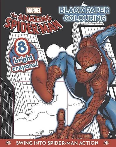 Marvel the amazing Spider-man black paper colouring by Mackay, Frances