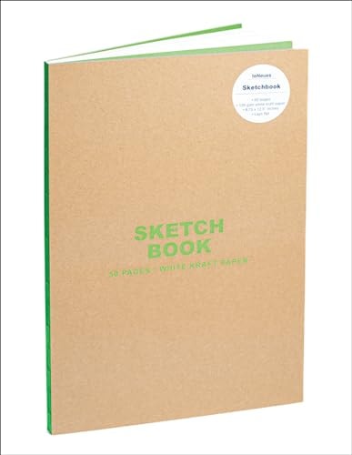 teNeues - Sketchbook Large Format - 50 White Kraft Pages, Lay Flat Binding, Kraft and Neon Green by teNeues