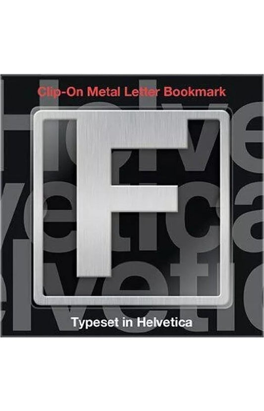 Helvetica Clip-On Metal Letter Bookmark - F by -