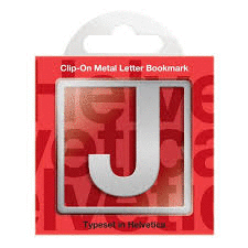 Helvetica Clip-On Metal Letter Bookmark - J by -