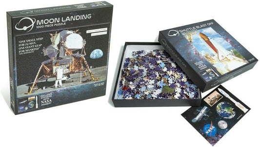 NASA Puzzle - Moon Landing / Shuttle Blast Off (1000 piece jigsaw puzzle) 2 DIFFERENT DESIGNS by -