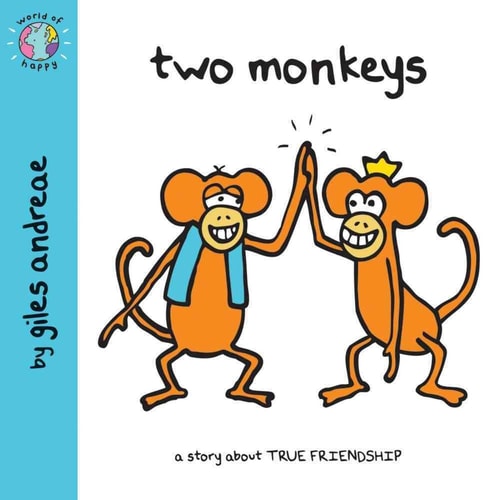 Two Monkeys (World of Happy) (slight shelf wear) by Giles Andreae