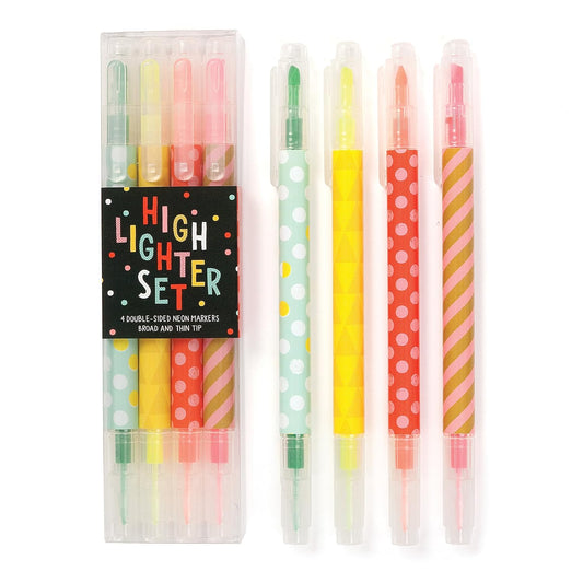 Hooray Today! Highlighter Set (4 double-sided neon markers) by -