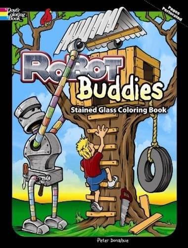 Robot Buddies - Stained Glass Coloring Book by Peter Donahue