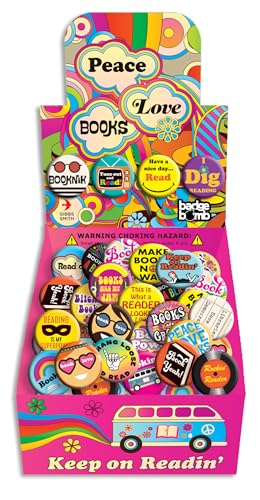 Peace, Love and Books Button Box (LoveLit) (Badge Bomb) by Gibbs Smith Staff