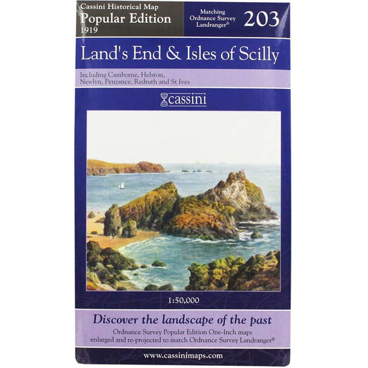 Popular Edition 1919 - Lands End & Isles of Scilly (OS203) (Cornwall) by Historical Map