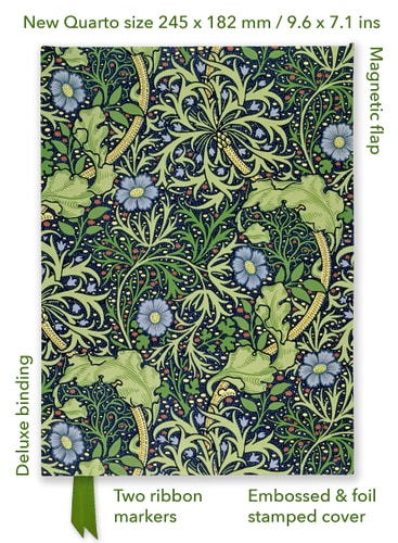 (TXS) William Morris: Seaweed Quarto Journal (FTQNB008) by Flame Tree Studio