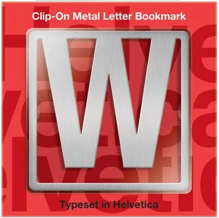 Helvetica Clip-On Metal Letter Bookmark- W by -