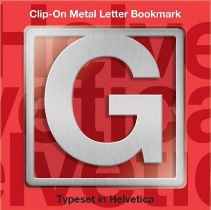 Helvetica Clip-On Metal Letter Bookmark - G by -